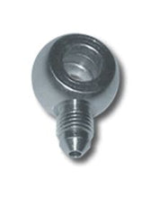 Load image into Gallery viewer, A steel banjo fitting with male threads and clear zinc coating on white background