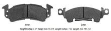Load image into Gallery viewer, 2 brake pads side by side with dimensions listed below them
